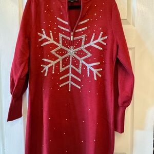 Boston Proper Red Sweater dress with Silver Accents